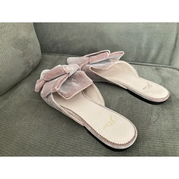 J. Crew Pink Velvet Flats with Bow - Picture 2 of 14